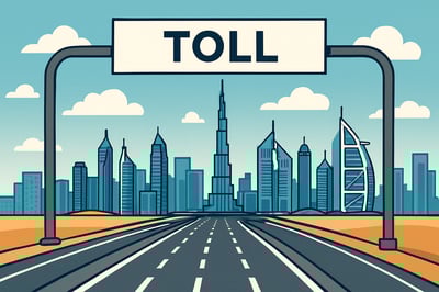 Dubai skyline and toll road illustration