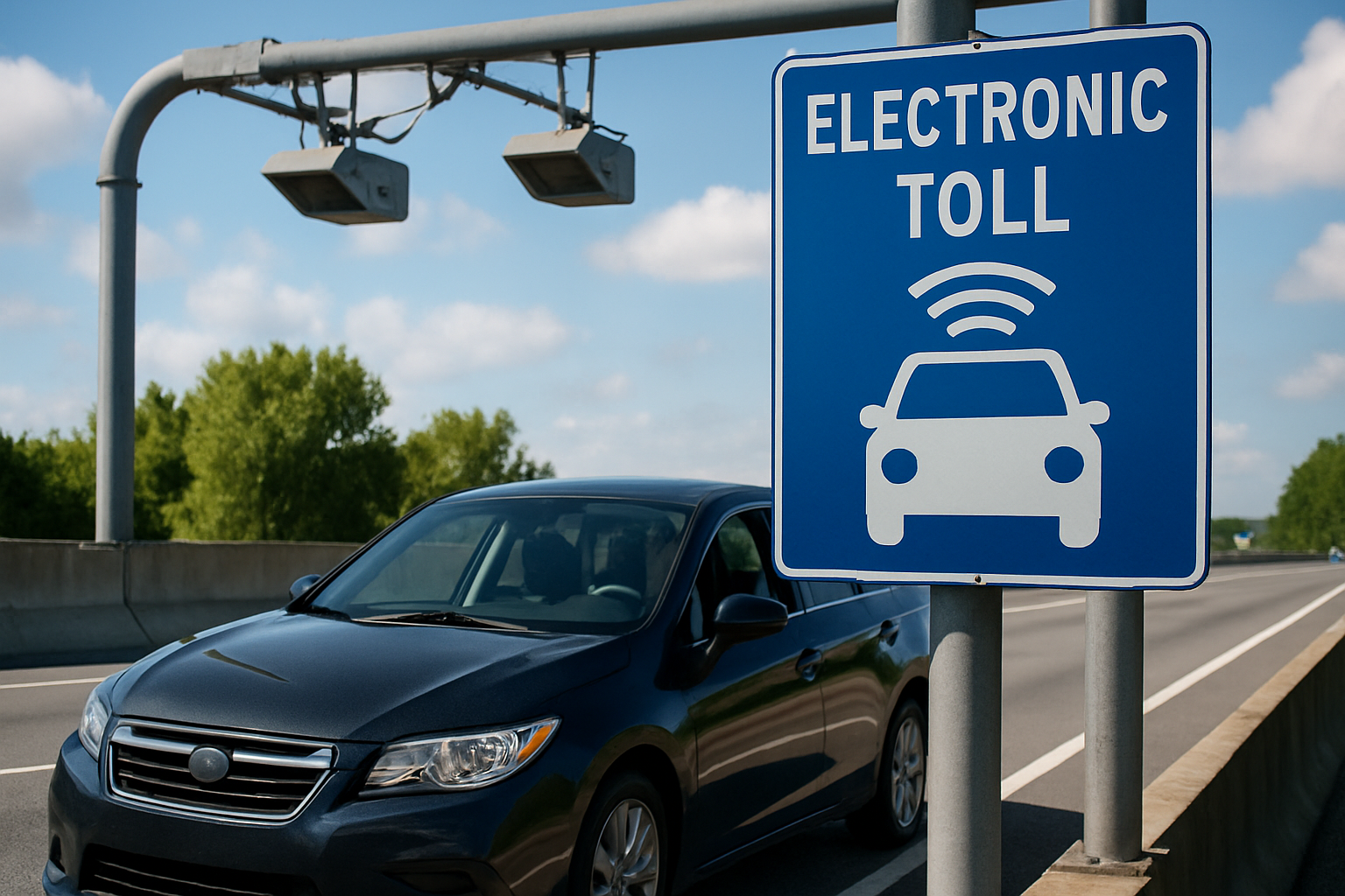 Electronic toll payment system in use